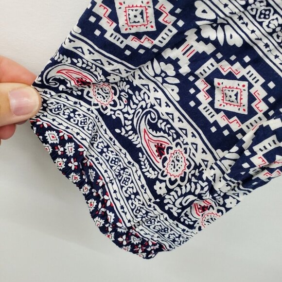 Daniel Rainn Navy‎ Red Floral Peasant Boho Top Size M Long Sleeve Lightweight - Picture 7 of 14